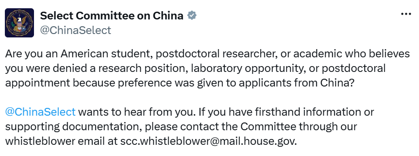 US House Committee Targets Chinese Researchers Amid China Action Plan Echoes