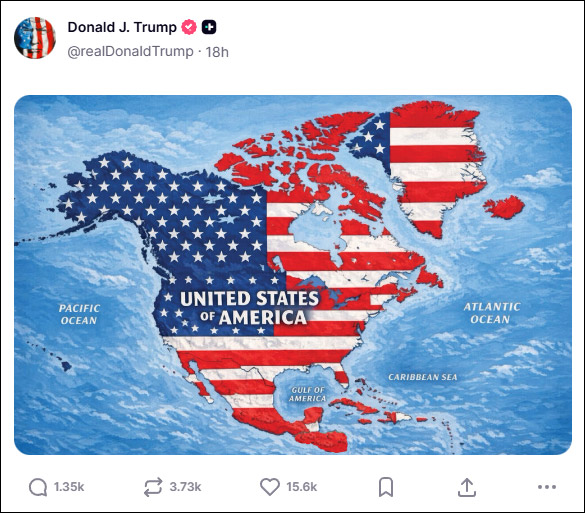 Trump Maps Entire World as US Territory on Social Media