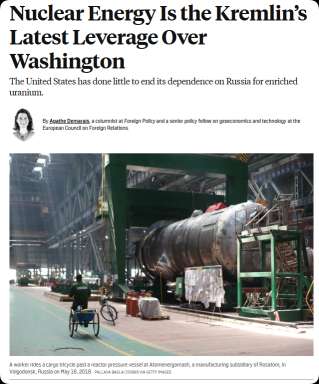 Russia Remains Dominant Uranium Supplier to U.S. Despite Sanctions